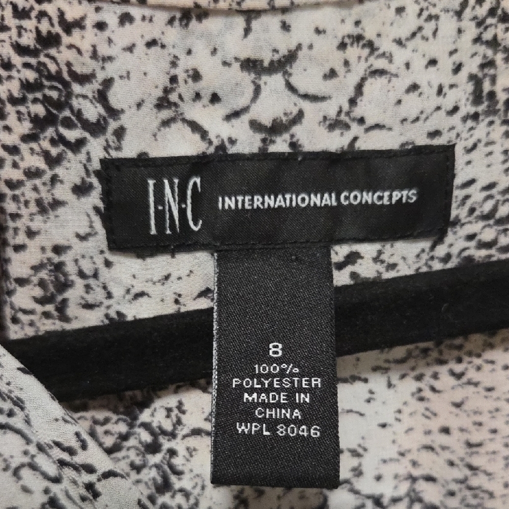 INC International Concepts Snakeskin Print Blouse - Black and White - Picture 3 of 3
